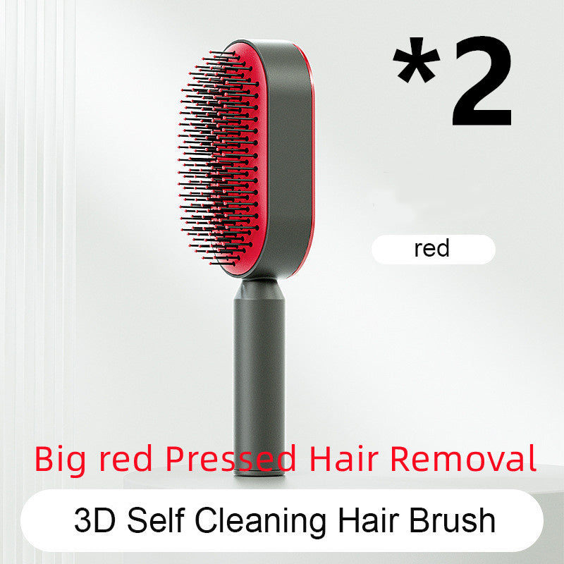 Self Cleaning Hair Brush For Women One-key Cleaning Hair Loss Airbag Massage Scalp Comb Anti-Static Hairbrush 
