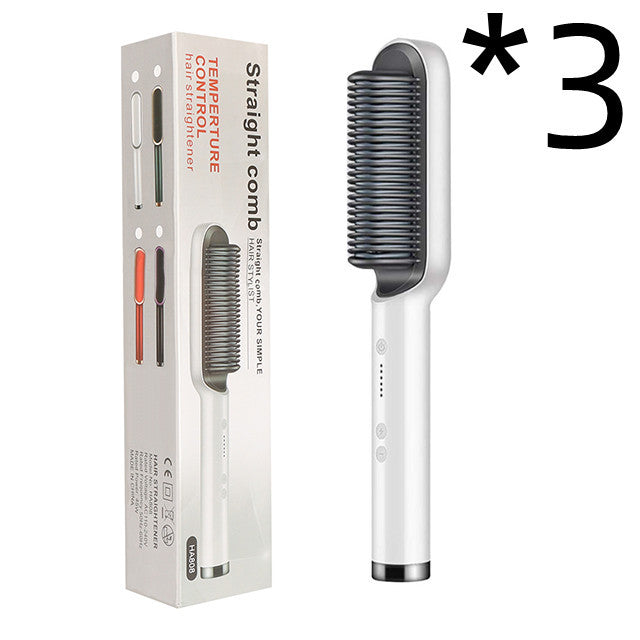 New 2 In 1 Hair Straightener Hot Comb Negative Ion Curling Tong Dual-purpose Electric Hair Brush 
