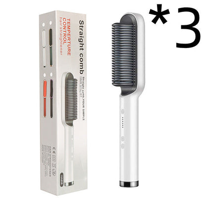 New 2 In 1 Hair Straightener Hot Comb Negative Ion Curling Tong Dual-purpose Electric Hair Brush 