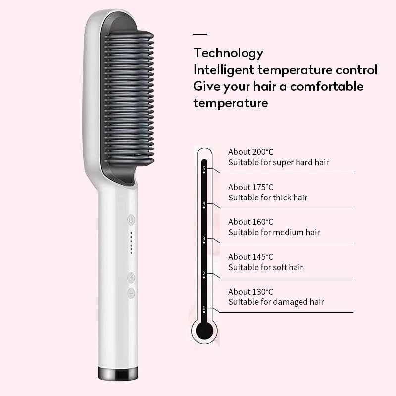 New 2 In 1 Hair Straightener Hot Comb Negative Ion Curling Tong Dual-purpose Electric Hair Brush 