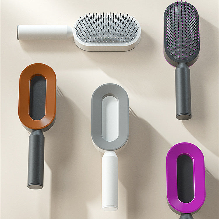 Self Cleaning Hair Brush For Women One-key Cleaning Hair Loss Airbag Massage Scalp Comb Anti-Static Hairbrush 