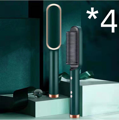 New 2 In 1 Hair Straightener Hot Comb Negative Ion Curling Tong Dual-purpose Electric Hair Brush 