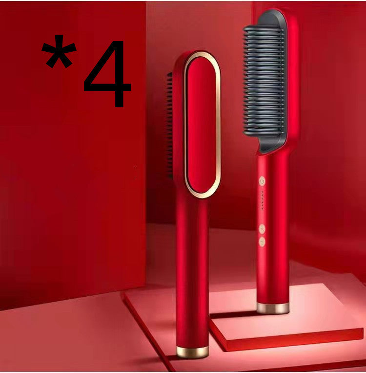 New 2 In 1 Hair Straightener Hot Comb Negative Ion Curling Tong Dual-purpose Electric Hair Brush 