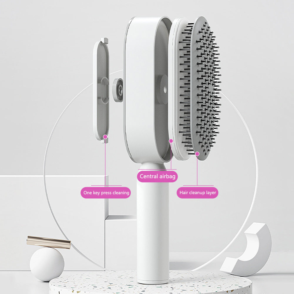 Self Cleaning Hair Brush For Women One-key Cleaning Hair Loss Airbag Massage Scalp Comb Anti-Static Hairbrush 