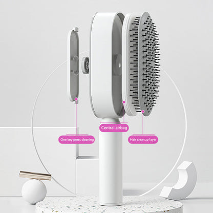 Self Cleaning Hair Brush For Women One-key Cleaning Hair Loss Airbag Massage Scalp Comb Anti-Static Hairbrush 