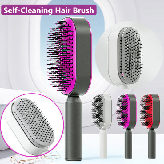 Self Cleaning Hair Brush For Women One-key Cleaning Hair Loss Airbag Massage Scalp Comb Anti-Static Hairbrush 