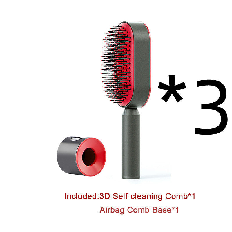 Self Cleaning Hair Brush For Women One-key Cleaning Hair Loss Airbag Massage Scalp Comb Anti-Static Hairbrush 