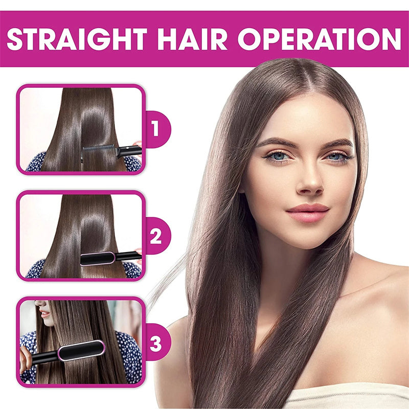 New 2 In 1 Hair Straightener Hot Comb Negative Ion Curling Tong Dual-purpose Electric Hair Brush 
