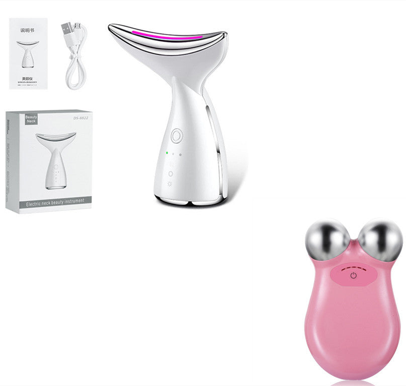 EMS Microcurrent Neck Face Beauty Device With 3 Colors LED Photon Therapy Skin Tighten Reduce Double Chin Face Lifting Devices 
