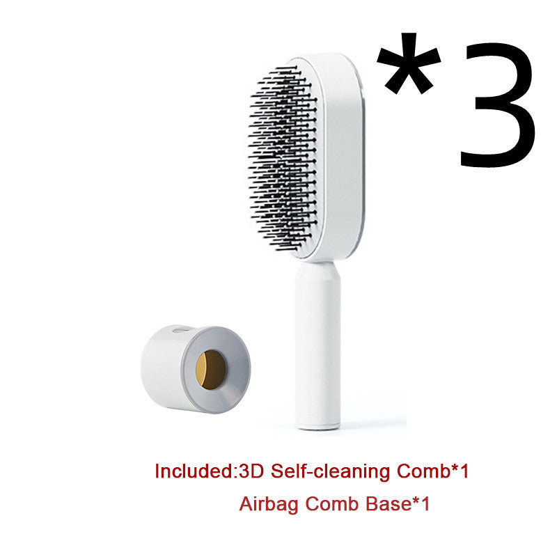 Self Cleaning Hair Brush For Women One-key Cleaning Hair Loss Airbag Massage Scalp Comb Anti-Static Hairbrush 