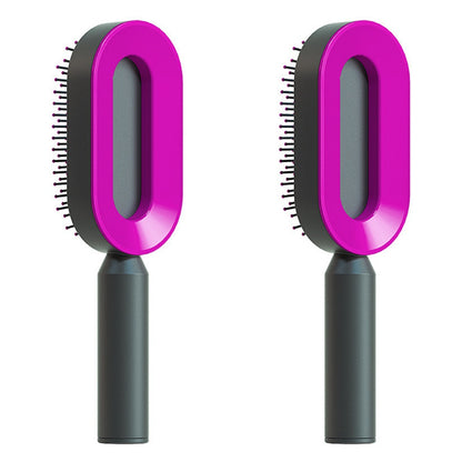 Self Cleaning Hair Brush For Women One-key Cleaning Hair Loss Airbag Massage Scalp Comb Anti-Static Hairbrush 