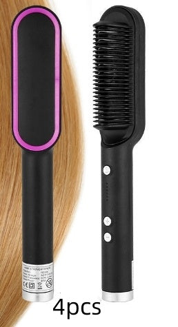 New 2 In 1 Hair Straightener Hot Comb Negative Ion Curling Tong Dual-purpose Electric Hair Brush 