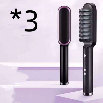 New 2 In 1 Hair Straightener Hot Comb Negative Ion Curling Tong Dual-purpose Electric Hair Brush 