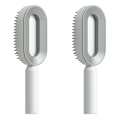 Self Cleaning Hair Brush For Women One-key Cleaning Hair Loss Airbag Massage Scalp Comb Anti-Static Hairbrush 