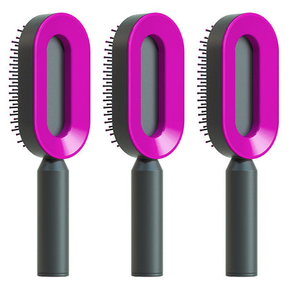 Self Cleaning Hair Brush For Women One-key Cleaning Hair Loss Airbag Massage Scalp Comb Anti-Static Hairbrush 