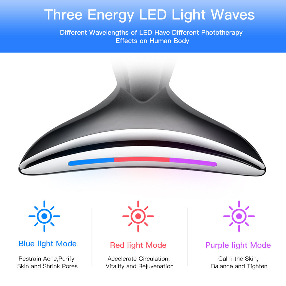 EMS Microcurrent Neck Face Beauty Device With 3 Colors LED Photon Therapy Skin Tighten Reduce Double Chin Face Lifting Devices 