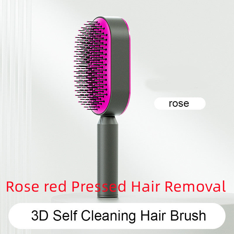 Self Cleaning Hair Brush For Women One-key Cleaning Hair Loss Airbag Massage Scalp Comb Anti-Static Hairbrush 
