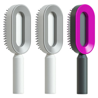 Self Cleaning Hair Brush For Women One-key Cleaning Hair Loss Airbag Massage Scalp Comb Anti-Static Hairbrush 