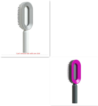 Self Cleaning Hair Brush For Women One-key Cleaning Hair Loss Airbag Massage Scalp Comb Anti-Static Hairbrush 