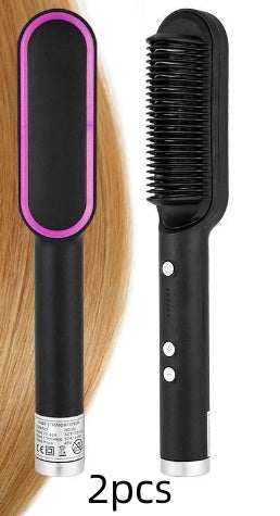 New 2 In 1 Hair Straightener Hot Comb Negative Ion Curling Tong Dual-purpose Electric Hair Brush 