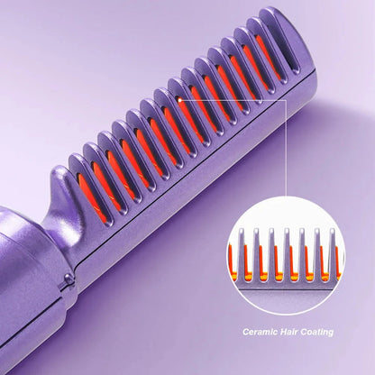 Professional Wireless Hair Straightener Curler Comb Fast Heating Negative Ion Straightening Curling Brush Hair Styling Tools 