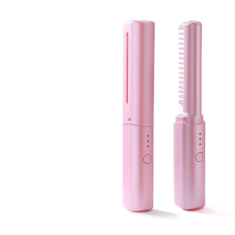 Professional Wireless Hair Straightener Curler Comb Fast Heating Negative Ion Straightening Curling Brush Hair Styling Tools 