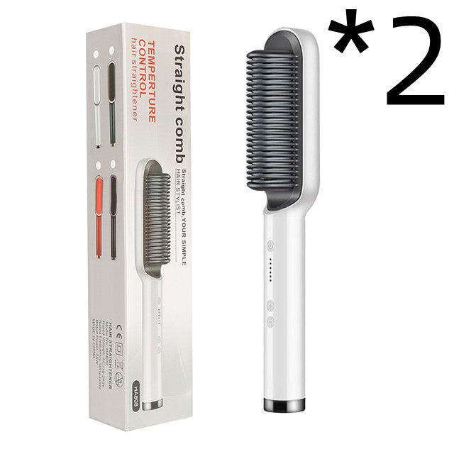 New 2 In 1 Hair Straightener Hot Comb Negative Ion Curling Tong Dual-purpose Electric Hair Brush 