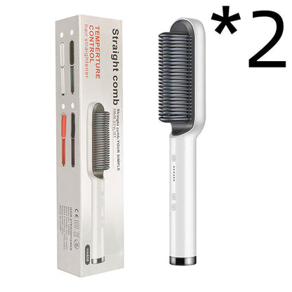 New 2 In 1 Hair Straightener Hot Comb Negative Ion Curling Tong Dual-purpose Electric Hair Brush 