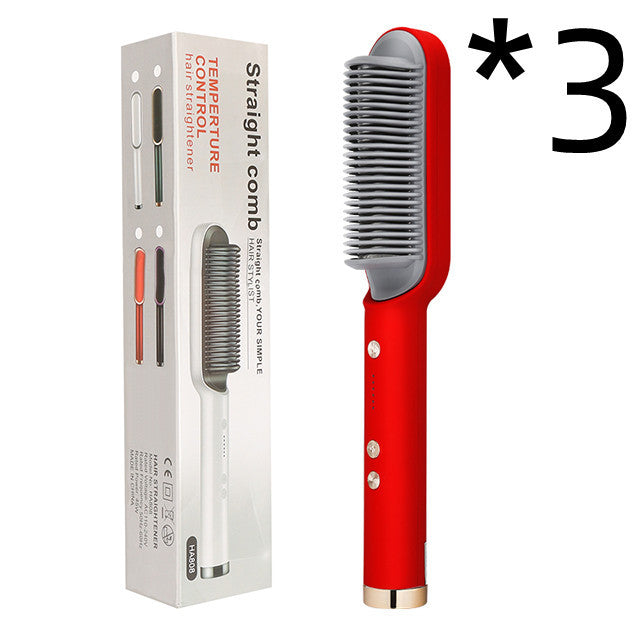 New 2 In 1 Hair Straightener Hot Comb Negative Ion Curling Tong Dual-purpose Electric Hair Brush 